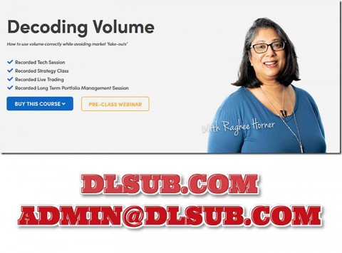 Raghee Horner branded portrait for e-learning Simpler Trading – Decoding Volume promotion