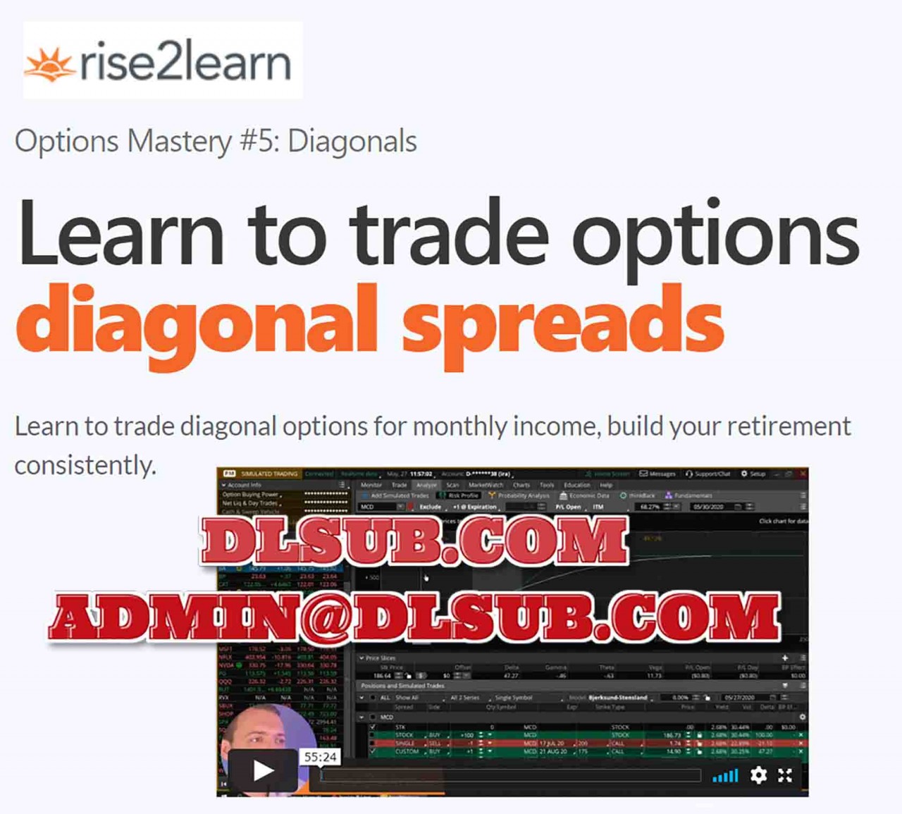 Sasha Evdakov Options Mastery 5 Diagonals Trading Course